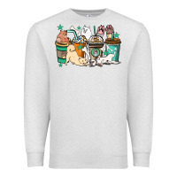Oatmeal Heather Dog coffee cups Premium Sweatshirt - HowdyJamesFarm