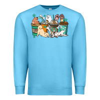 Ocean Blue Dog coffee cups Premium Sweatshirt - HowdyJamesFarm