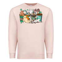 Pale Pink Dog coffee cups Premium Sweatshirt - HowdyJamesFarm