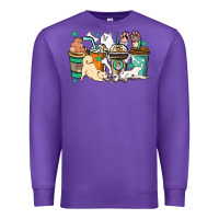 Purple Dog coffee cups Premium Sweatshirt - HowdyJamesFarm