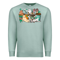 Seafoam Dog coffee cups Premium Sweatshirt - HowdyJamesFarm