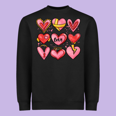 Sketch Hearts Heavyweight Sweatshirt Designed By Maliassmallbusiness