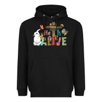 Black He is alive Easter Day Heavyweight Hoodie - HowdyJamesFarm