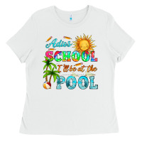 White adios school i ll be at the pool Ladies Tee - HRA Design Shop