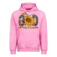 Fuchsia Pink with god all things are possible with sunflower bbs Urban Hoodie - BundleAndBundleShop