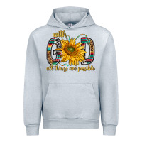 Heather Grey with god all things are possible with sunflower bbs Urban Hoodie - BundleAndBundleShop