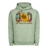Pigment Oil Green with god all things are possible with sunflower bbs Urban Hoodie - BundleAndBundleShop