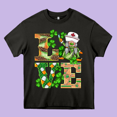 St.patricks Nurse Love Gnomies Heavy Core Tee Designed By Barkaloodesign