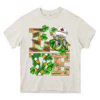 Cream st.patricks nurse love gnomies Heavy Core Tee - BarkalooDesign