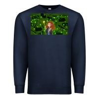 Navy wizard girl and cat Premium Sweatshirt - TumblerDesignByShophia