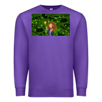 Purple wizard girl and cat Premium Sweatshirt - TumblerDesignByShophia