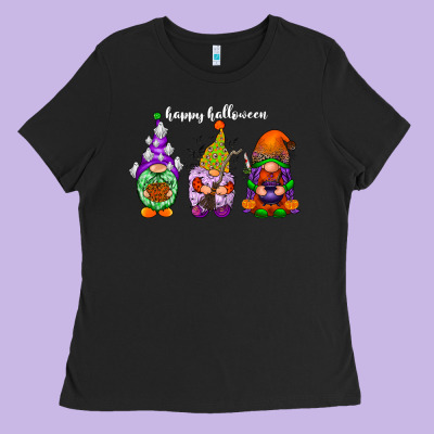 Happy Halloween Gnomes White Ladies Tee Designed By Racoondesign