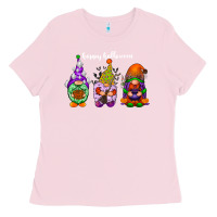 Bubblegum Pink happy halloween gnomes white Ladies Tee - RacoonDesign