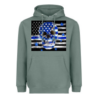 Police Flag Patriotic Skull Heavyweight Hoodie | Teevron