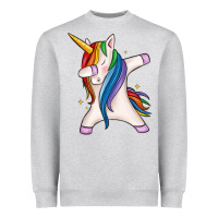 Heather Grey dabbing unicorn Heavyweight Sweatshirt - MaliasSmallBusiness