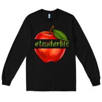 Black teacher life with apple Long Sleeve Tee - NancyCooperArtShop