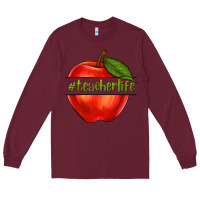 Burgundy teacher life with apple Long Sleeve Tee - NancyCooperArtShop