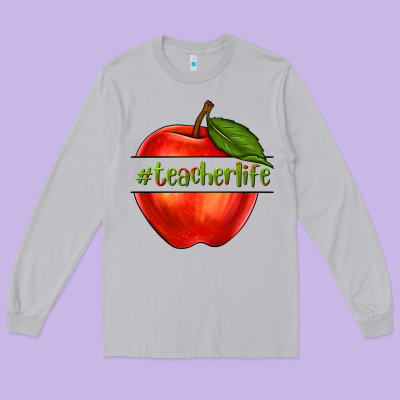 Teacher Life With Apple Long Sleeve Tee Designed By Nancycooperartshop