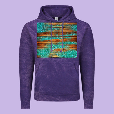 Turquoise  Leather And Wooden Pattern Tumbler Vintage Hoodie Designed By Jasminsmagicworld