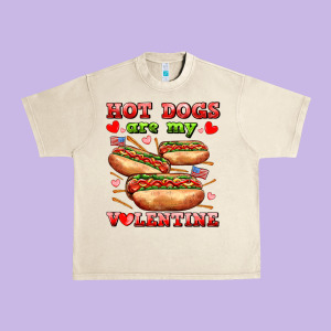 Hot Dogs Are My Valentine Urban Heavy Tee Designed By Adodesignshop