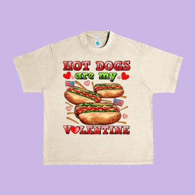 Hot Dogs Are My Valentine Urban Heavy Tee Designed By Adodesignshop