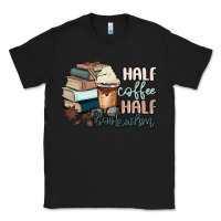 Black half coffee half bookworm Classic Tee - MaliasSmallBusiness