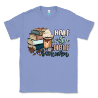 Colony Blue half coffee half bookworm Classic Tee - MaliasSmallBusiness