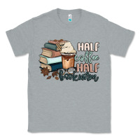 Heather Grey half coffee half bookworm Classic Tee - MaliasSmallBusiness