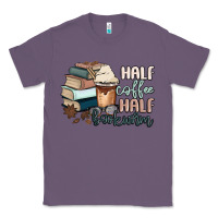 Lavender half coffee half bookworm Classic Tee - MaliasSmallBusiness