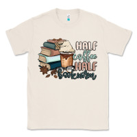 Natural half coffee half bookworm Classic Tee - MaliasSmallBusiness