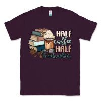 Plum half coffee half bookworm Classic Tee - MaliasSmallBusiness