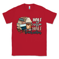 Red half coffee half bookworm Classic Tee - MaliasSmallBusiness