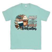 Seafoam half coffee half bookworm Classic Tee - MaliasSmallBusiness