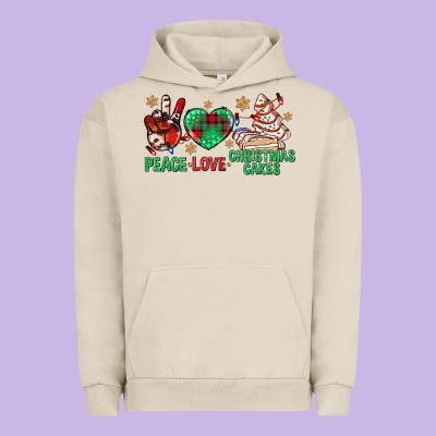 Peace Love Christmas Cakes Bbs Urban Hoodie Designed By Bundleandbundleshop