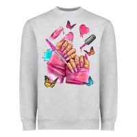 Heather Grey pink nail art hand Heavyweight Sweatshirt - NancyCooperArtShop