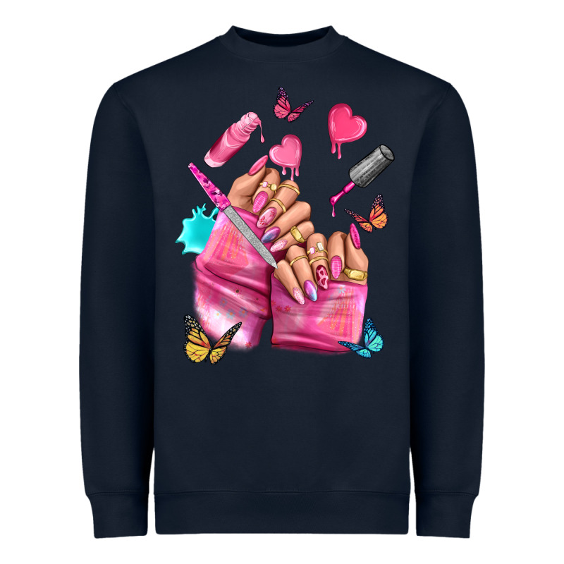 Pink Nail Art Hand Heavyweight Sweatshirt by NancyCooperArtShop | Teevron