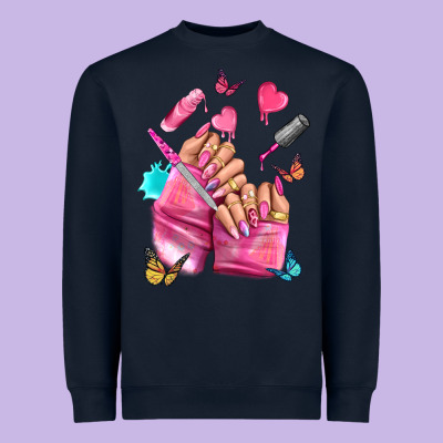 Pink Nail Art Hand Heavyweight Sweatshirt Designed By Nancycooperartshop