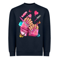 Navy pink nail art hand Heavyweight Sweatshirt - NancyCooperArtShop