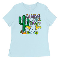 Baby Blue cinco de mayo cactus Ladies Tee - CowhideDigitalArt