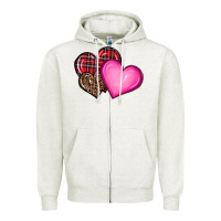Oatmeal Heather valentine's day hearts Zipper Hoodie - RanaPortraitStore