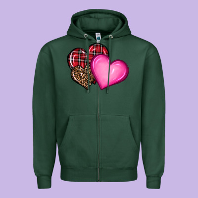 Valentine's Day Hearts Zipper Hoodie Designed By Ranaportraitstore