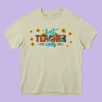 Best Teacher Ever 16oz Libbey Glass Heavy Core Tee Designed By Hra Design Shop