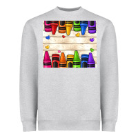 Heather Grey custom teacher name crayons Heavyweight Sweatshirt - NancyCooperArtShop