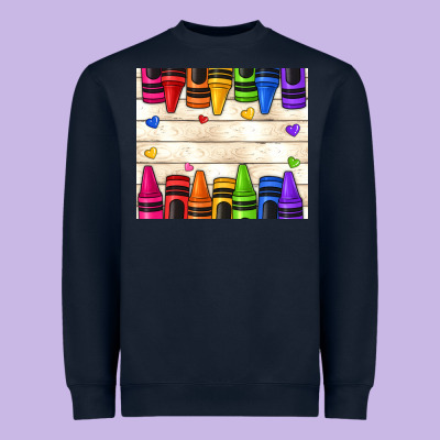 Custom Teacher Name Crayons Heavyweight Sweatshirt Designed By Nancycooperartshop