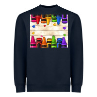 Navy custom teacher name crayons Heavyweight Sweatshirt - NancyCooperArtShop