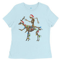 Baby Blue skeleton deer santa Ladies Tee - FaDigitalArtStudio
