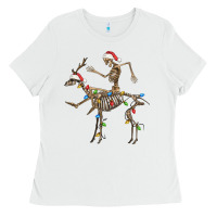 White skeleton deer santa Ladies Tee - FaDigitalArtStudio