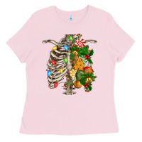 Bubblegum Pink skeleton chest christmas Ladies Tee - FaDigitalArtStudio