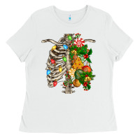 White skeleton chest christmas Ladies Tee - FaDigitalArtStudio
