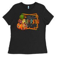 Black hello pumpkin season Ladies Tee - RacoonDesign